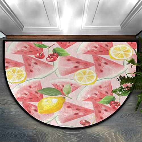 Wassermelone Zitrone Kirsche Halbrunde Fußmatte Indoor Eingang Teppiche Rutschfest Halbkreis Bereich Teppich Willkommen Fußmatte 24 x 36 Langlebig Saugfähige Bodenmatten für Zuhause Küche Wohnzimmer