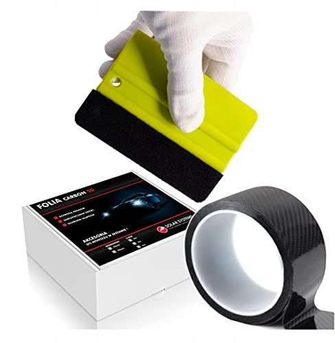 Solar Systems Auto Einstiegsleisten Kantenschutz Carbon 5D Folie Klebeband + Rakel - Selbstklebend Lackschutzfolie Carbonfolie Auto Tuning - Schwarz 5cmx9m