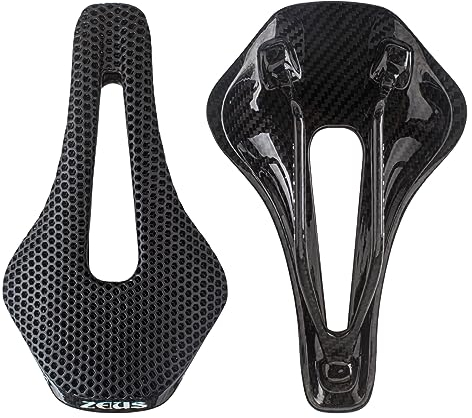 EVOSID 3D-bedruckter Fahrradsattel, 150 mm, leicht, weich, atmungsaktiv, wasserdicht, Unisex-Kissen für Citybike, MTB, BMX, Gravel-Bikes, Rennrad (Kohlefaser)