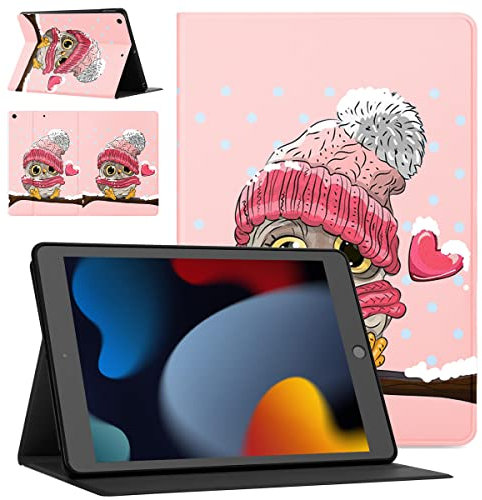 Pnakqil Tablet Hülle für Apple iPad Air 2 9.7 Zoll ablette Ultra Dünn Flip Schutzhülle Rücken Schwarz Weiches TPU PU Leder mit Standfunktion Stoßfest Multi-Winkel Verstellbar -Eule