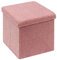Bonlife Sitzhocker Sitzwürfel mit Stauraum, Faltbare Sitzwürfel mit Deckel, Samt Fußbank Truhen Aufbewahrungsbox, Rosa, 40 x 40 x 40 cm