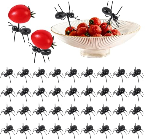 Lot de 36 fourchettes à fruits, pour fourmis, collations, fourchettes à gâteau, fourchettes à fourmis polyvalentes, pour fête d'Halloween, fourchettes à fruits réutilisables, outils créatifs pour