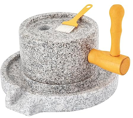 Macina per cereali a pietra, Macina a pietra manuale, Mulino per pasta di granito naturale, Mulino per cereali manuale secco/umido, Mulino per pasta fatto a mano con mulino a pietra per spezie di or