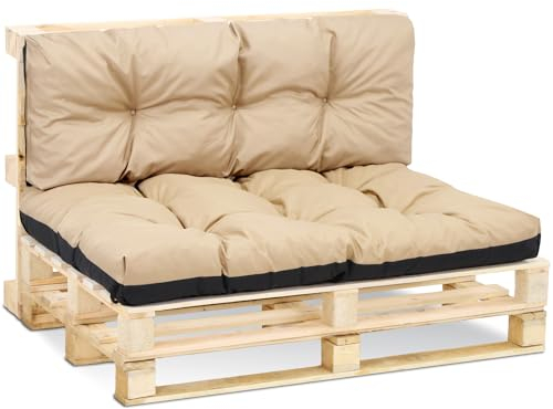 Amazinggirl Palettenkissen Outdoor Kissen Sitzkissen 80 x 120 cm - Auflagen für Paletten Europaletten Palettensofa und Palettenmöbel Palettenpolster Beige
