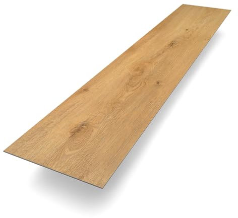Vinylboden Klebevinyl Eiche Memmert | Braun Holzoptik | 100% wasserfest | 1219 x 228 x 2,5 mm | Paket mit 3,3 m² | Fußbodenheizung geeignet | Vinyl zum Kleben | Sehr fußwarm | Bodenglück
