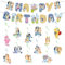 Decoración de cumpleaños, kit de pancartas de feliz cumpleaños, guirnalda de feliz cumpleaños (Happy Birthday), tema Bluey, multicolor