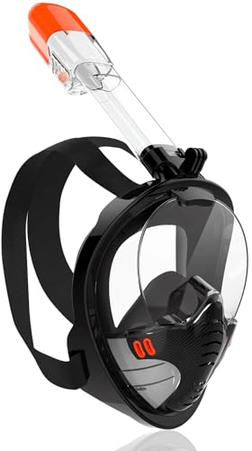 AKOFIC Schnorchelmaske Erwachsene Kinder Vollmaske, 180-Grad-Sicht Tauchmaske Vollgesichtsmaske Sportkameras Kompatible, Lecksicherung Tauchermaske Vollmaske, Antibeschlag Snorkeling Mask
