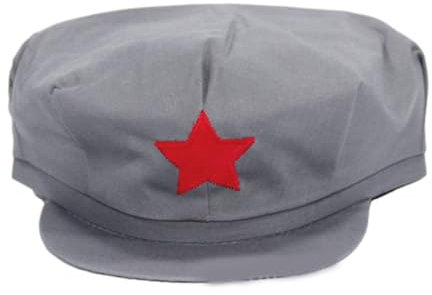 LARUISEE Chinesischer Armee-Hut, Vintage-Hut, auffälliger fünfzackiger Sternenhut für modebewusste Einzelpersonen und Vintage-Themen-Event, Cosplay-Hüte für Frauen, Cosplay-Hüte für Männer,