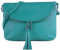 modamoda de T07L / T139L Damen Leder kleine Umhängetasche 2 Modelle handmade in Italy, Farbe:Türkisblau