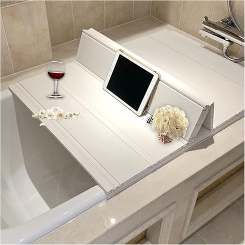 MINRS Badewannenabdeckung Faltbare Badewanne Brett Wasserdicht Staubdicht 170 x 75 x 0,65cm Isolierung PVB Badewannen Maximale Tragfähigkeit 5kg für Hause, Badezimmer, Spa Weiß