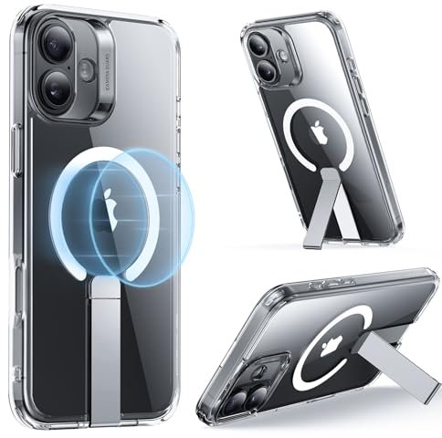 ESR for iPhone 16 Case with Stand, Compatible with MagSafe, Magnetic Kickstand Case for iPhone 16, Military-Grade Protection Shockproof Case, Boost Series, Clear