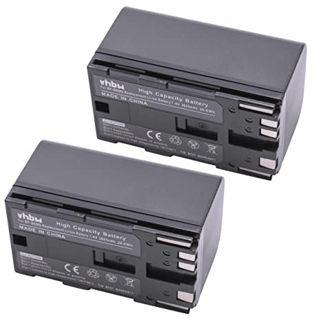 vhbw 2x batteria sostituisce Canon BP-975, BP-955, BP-925, BP-950G per videocamera camcorder (2600mAh, 7,4V, Li-Ion)
