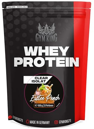 Gym King Clear Whey Isolat Protein Pulver 1000g Beutel (1kg, Pfirsich)