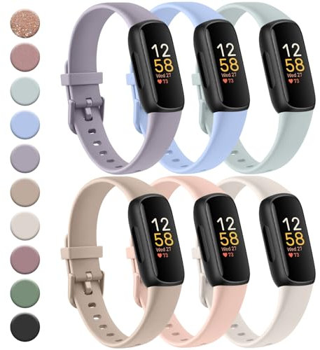 Meliya Armbänder kompatibel mit Inspire 3 für Damen, Mädchen, Kinder, verstellbar, weiches Silikon, Sport-Ersatzarmband für Inspire 3 Tracker, 6 Stück