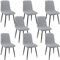 ANVOFONG Esszimmerstühle 8er Set,Küchenstuhl aus Leinenstoff,Polsterstühle mit Eisenfüßen,Stuhl Schlafzimmer,schminkstuhl,Wohnzimmer Stühle-Grau