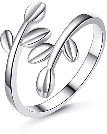 925 Sterling Silber Ring, Olivenzweig, verstellbarer offener Damenring