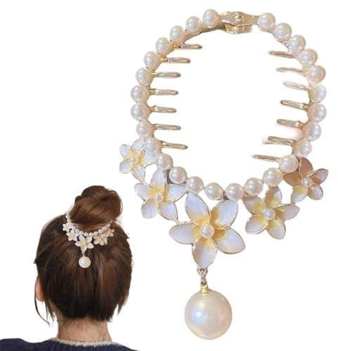 Dutt Maker Blondes Haar - Haaraccessoires Damen Perle Haarnadeln Haar Zubehör für Frauen Haar Pferdeschwanz Schnallen 0814