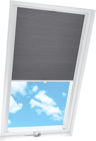 Home-Vision® Dachfenster Verdunkelung Premium Wabenplissee Doppelplissee mit Bohren Dachfensterkompatibel (Weiß-Graphit für P10 - Weiß) Zweifarbig Blickdicht Sonnenschutz, Montage inkl