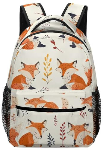 VesFy Kreativer Fuchs Schulrucksack MäDchen Jungen Tier Schulranzen Jungen Daypack Buchtasche ReiserucksäCke FüR Grundschule Mittelschule Gymnasium One Size