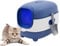 Forroby Foldable Cat Litter Tray With Automatic Deodorization,Enclosed Cat Litter Box Extra Large With Scoop and Leakage Board,Portable Covered Toilet for Pets With Hood Indoor(Blue)