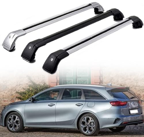 DachträGer RelingträGer für Kia Ceed Sportswagon SW Estate 2012-2022, Dachgepäckträger Aluminium AbschließBar mit Geschlossene Dachreling A Paar,Silver-1 Pair