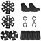 pangdapengpeng Set di Accessori per Bastoncini da Trekking, Gommini per Bastoncini da Nordic Walking, Cestino da Neve per Fango, Clip per Bastoni Trekking (Nero)