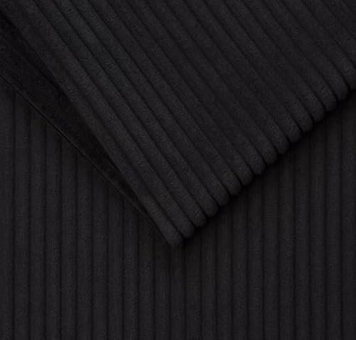 TAPHICEROS Cord Stoff, Schwarz, 100cm x 142cm, Meterware, Polsterstoff Material, Möbelstoff, Dicker Rippenstoff, Kord-Stoff, Bezugsstoff, Dekostoff für DIY Möbel Sofa Couch Kissenbezüge Kleidung