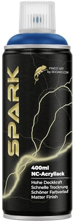 SPARK Sprühdose 400ml – Matte Sprühfarbe für Künstler, DIY, Modellbau & Möbel – Hohe Deckkraft, schnelltrocknende Spraydose - Kobaltblau