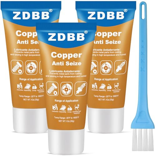 ZDBB Copper Anti Seize Grease Prevent Rust and Corrosion High Temperature Resistant Automotive Lubrication for Auto brakes discs Spark Plug Caliper Pin Bolts and Nuts, 1 Oz-3 Pack