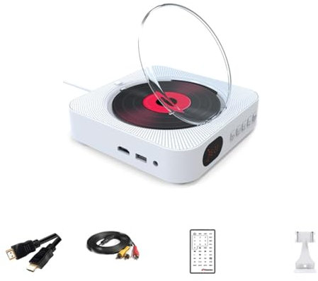 Knoruley VCD CD DVD Multifunktionaler Audio-Musik-Player Bluetooth-Lautsprecher FM-Radio Wandmontage AUX-Anschluss mit Fernbedienung C EU-Stecker