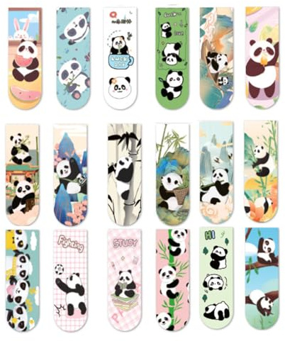 SGERUFZ 18 PCS magnetische Lesezeichen, Kinder-Lesezeichen, niedliche Panda-Tier, magnetische Lesezeichen für Studenten, Jungen, Mädchen, Buchliebhaber