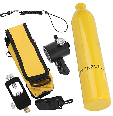 Alomejor Dideep Disque d'oxygène Scuba pour plongée sous-marine, 0,5 l, kit avec adaptateur (bouteille d'oxygène jaune + jaune)