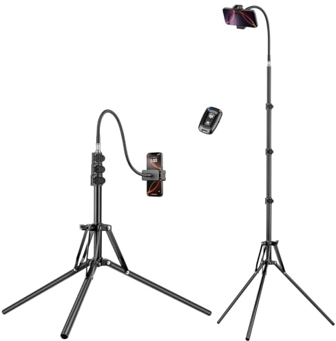 Nineigh 79 Tall Tripod for Smarhone, Phone Tripod with Flexible Gooseneck