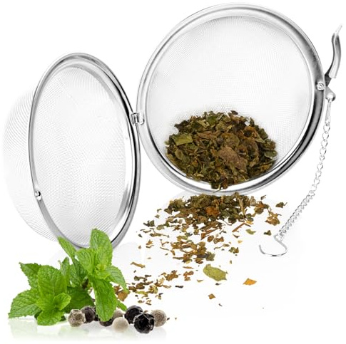 Wilhelm Sell® Infusor de té de acero inoxidable, filtro de bola | filtro fino grande para té, hierbas y especias, fácil de limpiar