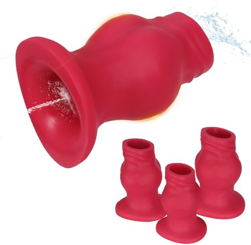 Jpscor Hohl Anal Tunnel Butt Plug Expander SM Sexspielzeug für Paare, Groß Silikon Analplug für Frauen Manner, Buttplug Vagina Dilator Einlauf Analdusche Prostata Analspielzeuge(Rot S)