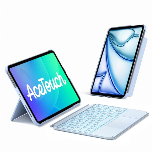 Inateck Custodia Tastiera iPad 10a/11a Gen, Magnetica Retroilluminata | Per iPad Air 11 M4/M3/M2, Air 5/4, Pro 11, supporto vert/orizz, touchpad, AceTouch, RGB, Blu