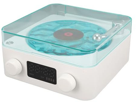 Cocoarm Waves Player, Kabelloser Kompakter Stereolautsprecher, Vintage-Design mit Nachtlicht und Zeitanzeige für Schlafzimmer und Entspannung (White)