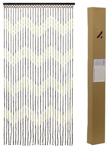 Sbz Handcrafted Bamboo Beaded Door Curtain Waves Design 180x90cm – Natural Wooden Hanging Fly Screen for Doorways, Windows & Room Divider | Boho Home Décor