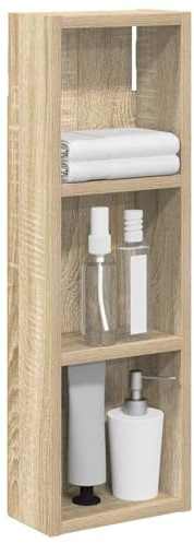 vidaXL Badezimmer-Wandschrank mit Regal Sonoma-Eiche 20 x 10 x 60,5 cm, Moderner Badschrank, rechteckiges Regal, funktionale Aufbewahrung, platzsparende Lösung, stilvolles Design