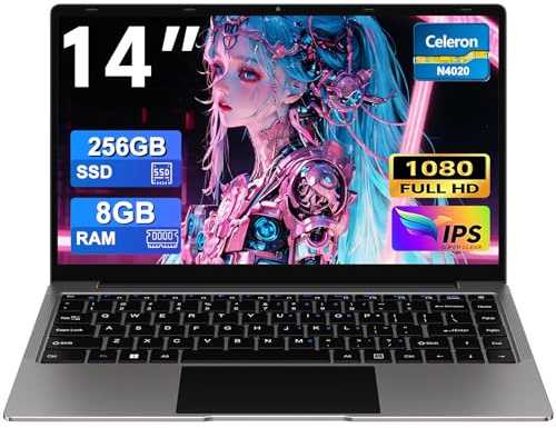 2026 Ordinateur PC Portable 14 Pouces 8+256Go Win11 Celeron N4020 - Gris | Support 1 to SSD Expansion 2.4G+5G WiFi Bluetooth 4.2 USB HDMI 1920 x 1080 FHD Membrane de Clavier AZERTY