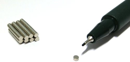 100 Neodym-Micromagnete Zylinder 2 x 1 mm