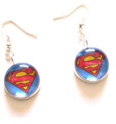 Comic Book Super Hero Drop Earrings Choice of Metals/Good Wishes on Card Insert in Gift Box