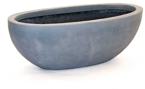 Elegant Einrichten Pflanzschale Fiberglas oval 65x31xH25cm grau.