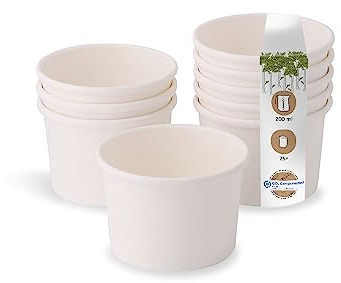 BIOZOYG Bio Gobelets jetables papier à emporter blancs I Gobelets compostables avec barrière interne à base d'eau soupe à emporter jetable gobelet glace papier I 25 gobelets carton stables 800ml