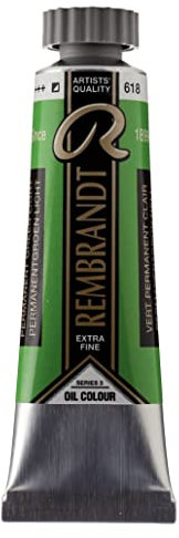 Rembrandt Oil Colour Tube - 15 ml Permanent Vert clair 618 - Peinture à l'huile extra-fine pour artistes - Haute concentration de pigments - Résistance supérieure à la lumière
