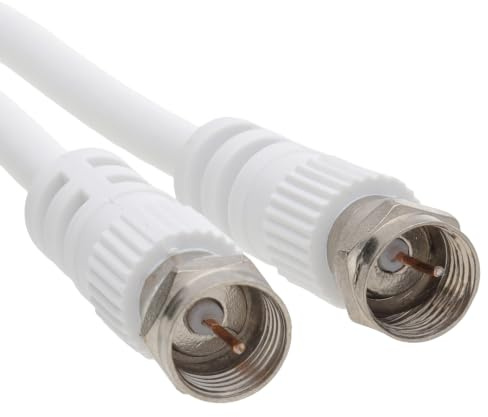 kenable Satellite F Connector Cable Coaxial Plug to Plug 75 Ohm for Sky Digital Virgin Media TV Aerial White 3m