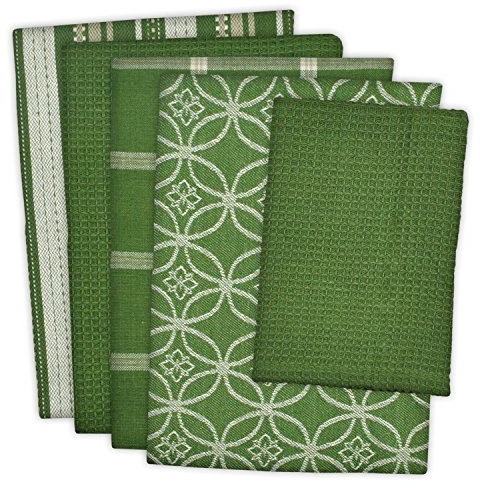 DII Kitchen Set, Cotton, Sage, Dishtowel, 18x28 Dishcloth, 13x13