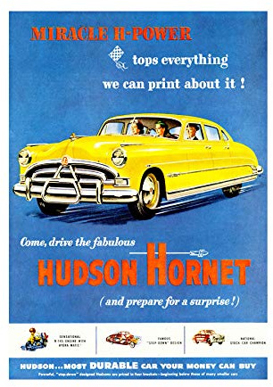 AD HUDSON HORNET CAR ART PRINT FRAME WOODEN FRAMED PICTURE F12X1663
