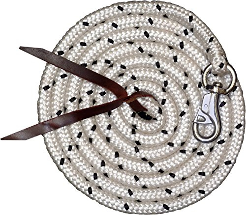 Amesbichler Reitsport Corde de travail au sol de 3,2 m - Corde de guidage avec Bull Snap - Corde de formation pour chevaux Western Rope pour Horsemanship et travail au sol - Blanc/noir