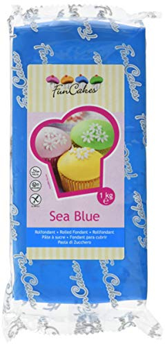 FunCakes Fondant Sea Blue: Einfach zu Verwenden, Glatt, Elastisch, Weich und Schmeidig, Perfekt zum Dekorieren von Torten, Halal, Koscher und Glutenfrei. 1 kg